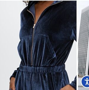 NWT! Sz M Fabletics Velour Zip Wide Leg Onesie